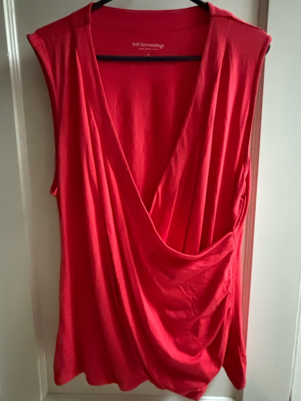 Soft Surroundings Draped V-Neck Sleeveless Top - Coral